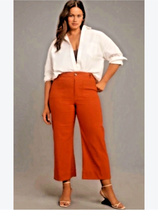 Nicole Miller Pants - Nicole Miller Cropped Wide-Leg Pants in Rust Orange
